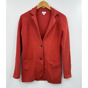 J. Crew Orange  Textured Knit Blazer‎ Cardigan Jacket XS Button Front Pockets